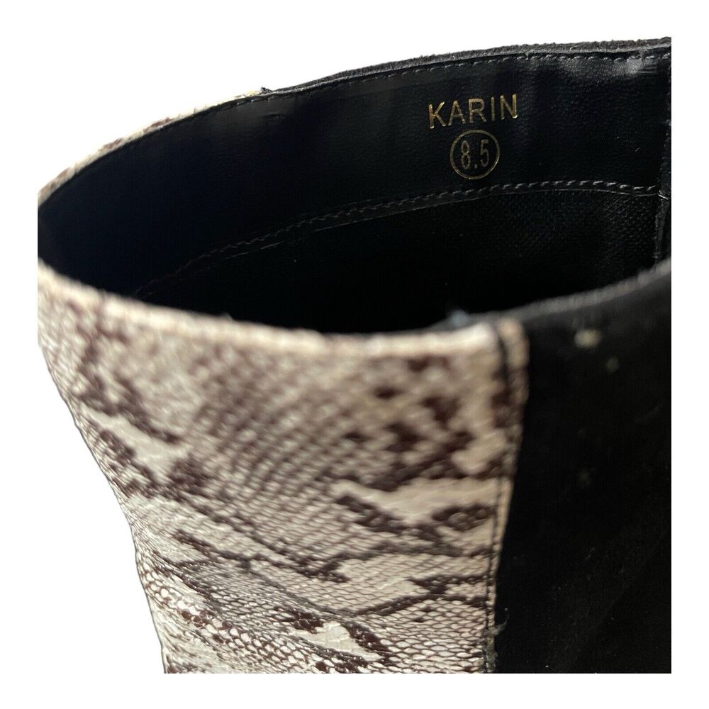 Karin Natural Snake And Black Two-Tone High Heel‎ Booties Size 8.5 - Picture 6 of 9